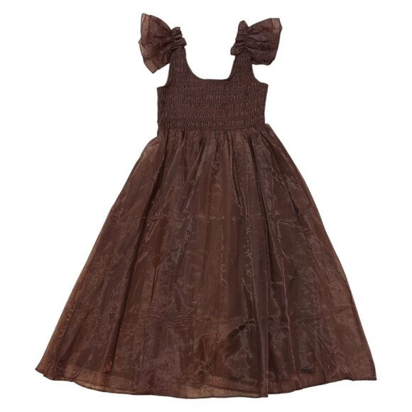 Sofie The Label Brown Taffeta Ruffle Midi Dress Size S Whimsigoth Fairycore - Picture 5 of 9